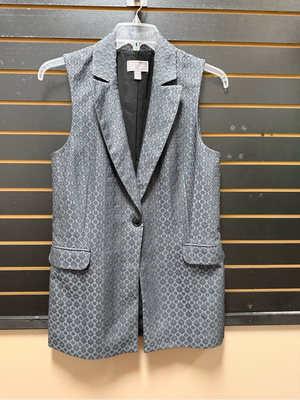 Chelsea28 Gray Jacquard Longline Vest Blazer Size M